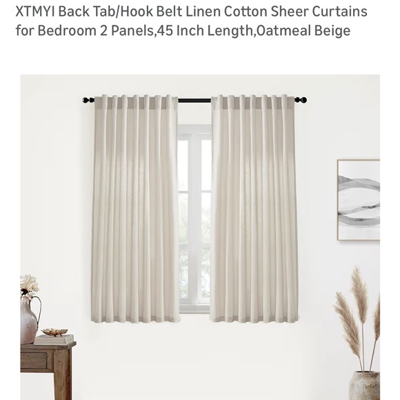 XTMYI Other - NWT XTMYI Back Tab/Hooks Linen Cotton Sheer Curtains 50"w x 45"l Oatmeal/Beige